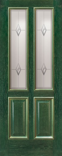 Ply6mouth - Green+Gold - Stained Satin Glass With Bevels